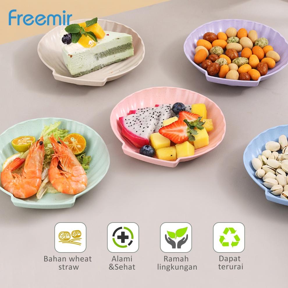 freemir Piring Set 5 Pcs Unik Bentuk Kerang Laut Piring Saji Piring Estetik Lucu Plastik Wheat Straw