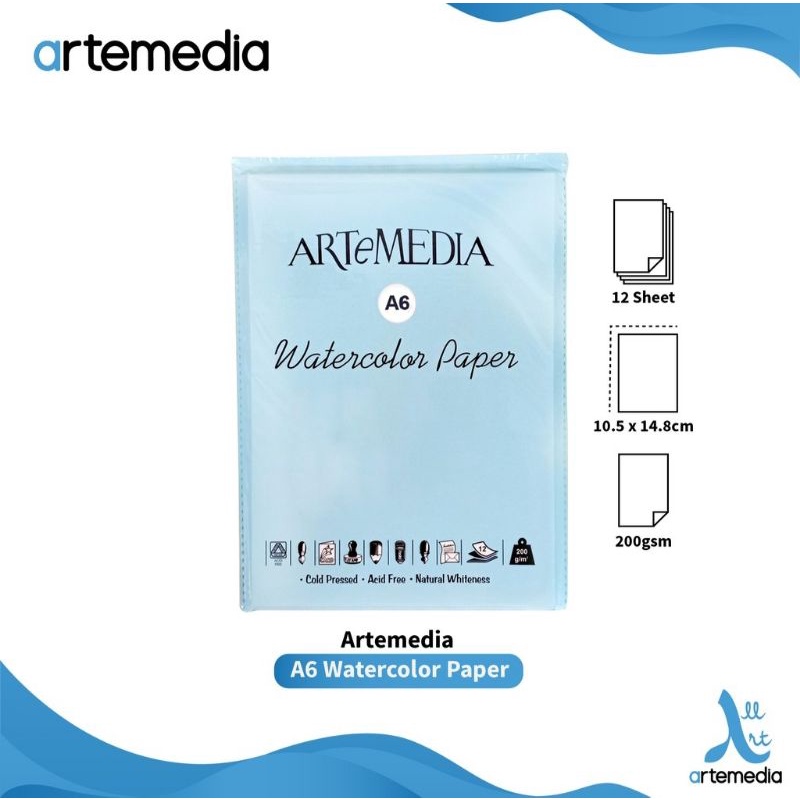 

ARTEMEDIA Watercolor Paper A6 (12 lembar) / Kertas Cat Air