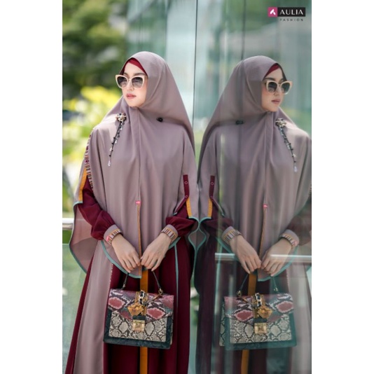 ~SET GAMIS SYAR'I CLARISHA DARK MAROON KHAKY by Aulia Fashion
