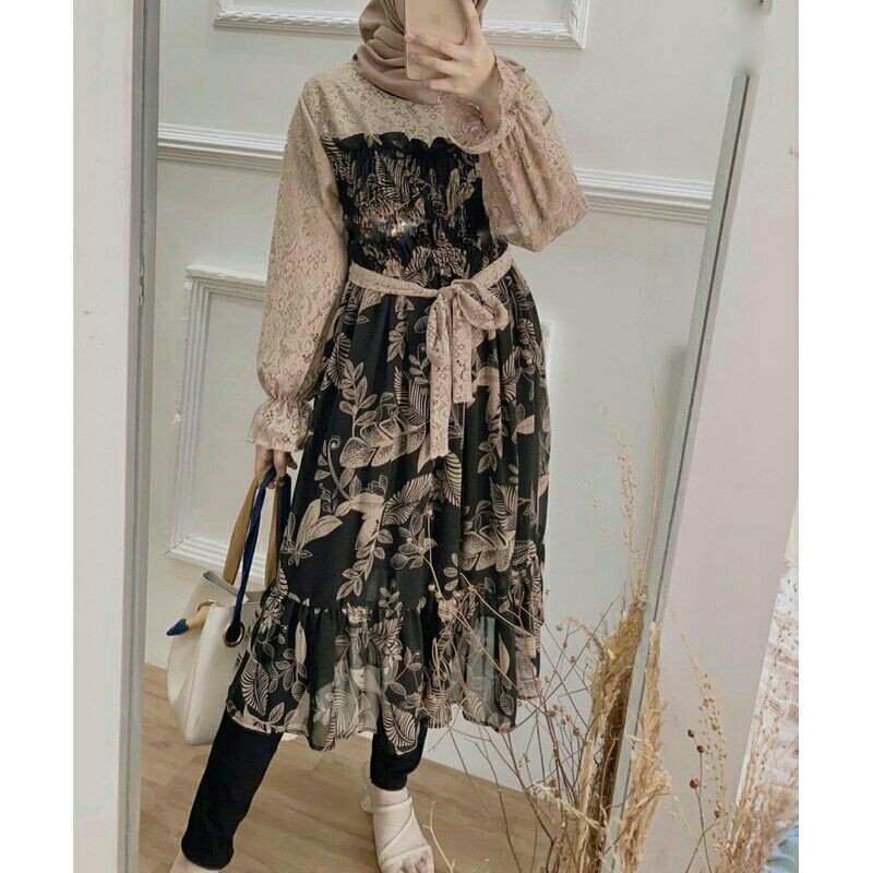 MW | VELA TUNIK KOMBINASI BROKAT BROKLAT FLORAL