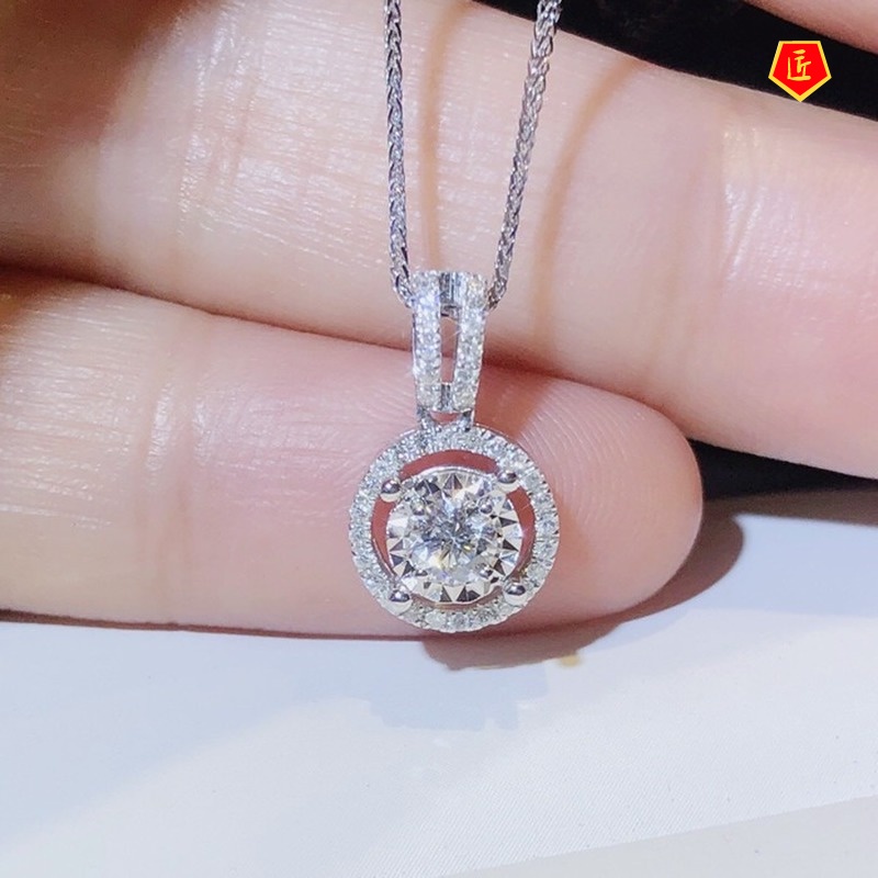 [Ready Stock]3 Karat Necklace Female Zircon Pendant Elegant Fashion