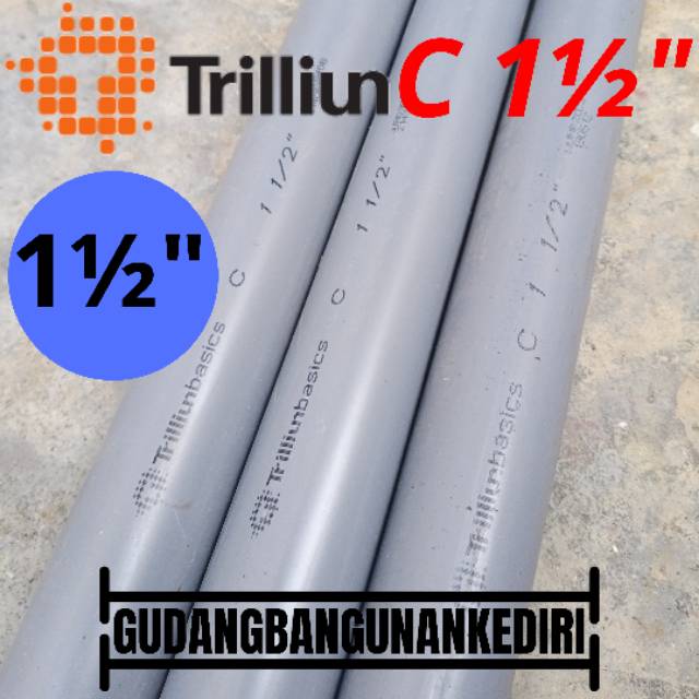 Pipa PVC C 1 1/2&quot; TRILLIUN | Pipa C 1 1/2&quot; ABU TRILLIUN per 1 meter (100cm)