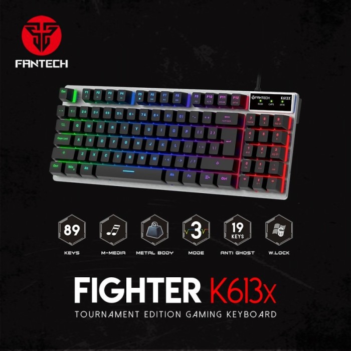 Fantech K613X K-613X Fighter TKL RGB Gaming Keyboard Garansi Resmi