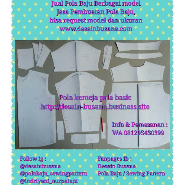 POLA PRODUKSI KEMEJA PRIA 01 [ Pola Baju Sewing Pattern ]