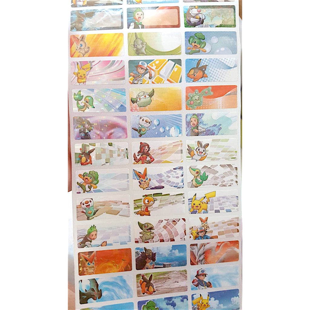 

Label nama anti air stiker waterproof Pokemon Glitter Ori