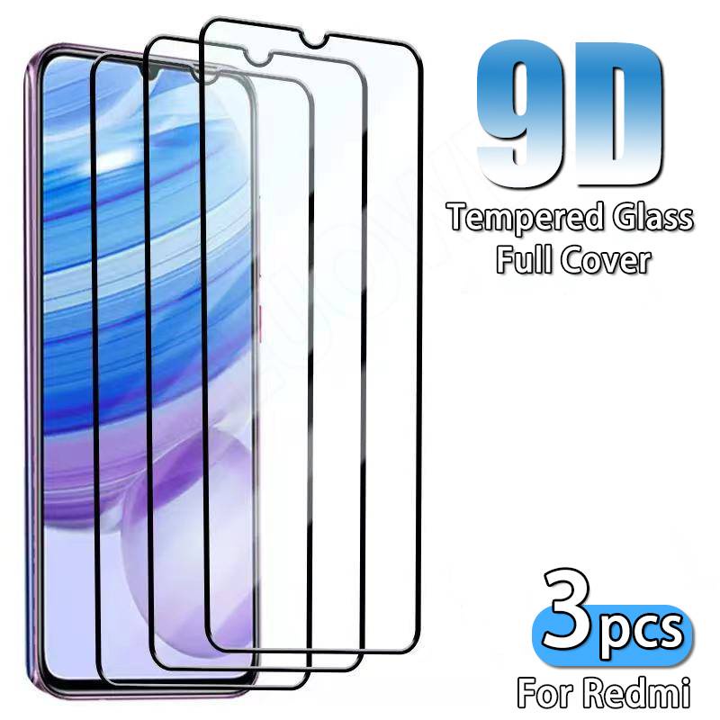 3Pcs 9D Protective Glass For Redmi 9 8 7 7A 8A 9A 9C 9T Screen Protector Glass Xiaomi Note 10 9 8 7 Pro Max 8T 9T 9s Tempered Glass