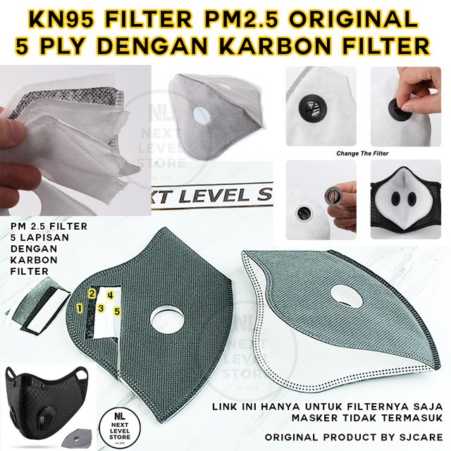 Filter KN95 Original PM2.5 5 Ply Karbon Carbon N95 Masker Olahraga Refill Sport Sports