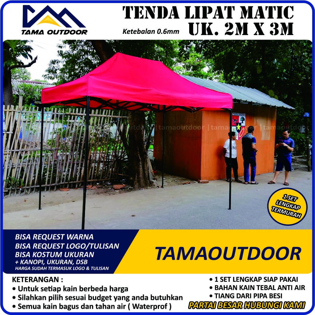 Tenda Lipat Stand Cafe - 2M x 3M Murah Matic Jualan Usaha 0.6mm