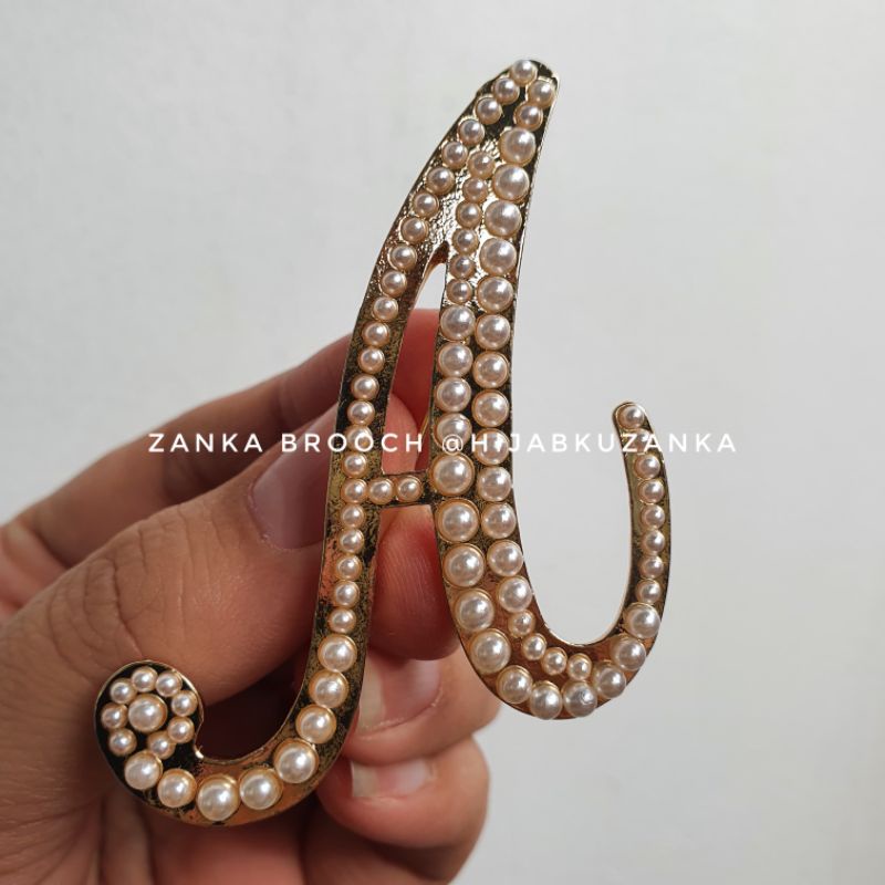 bros abjad mutiara | bros huruf | bros inisial nama | alphabet brooch-A