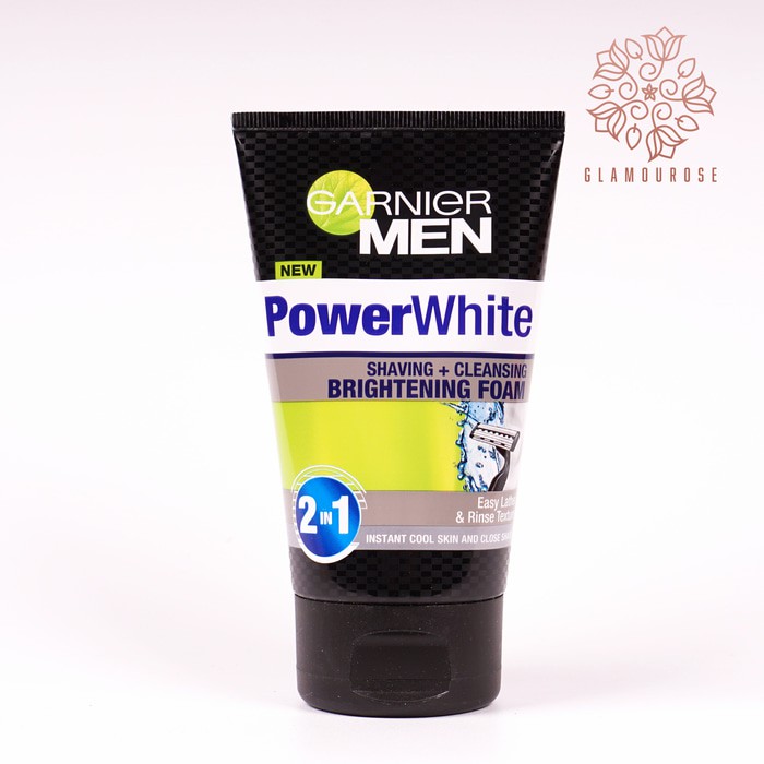 ❤️Glamouroseshop❤️ Garnier Men Power White Shaving + Cleansing Brightening Foam 50 ml