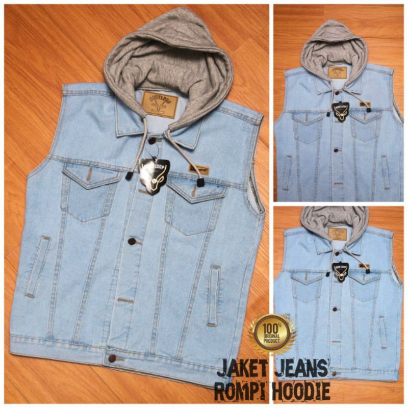 Jaket Rompi Hoodie Denim Pria Bioblitz