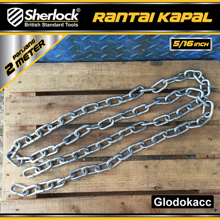 Rantai Besi / Kapal Galvanized 8 mm 5/16 inch Sherlock panjang 2 meter