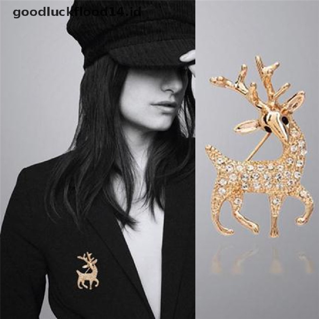 [OOID] Women Fashion High Quality Exquisite Sika Deer Brooch Shining Rhinestone Jewelry ID