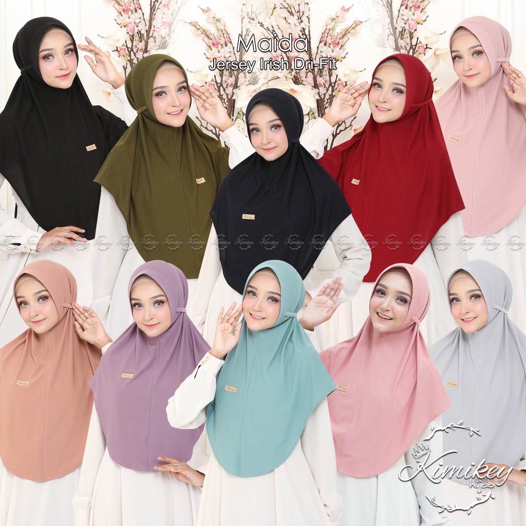 Kimikey Maida Hijab Instant Jersey Irish Dri-Fit Daily Jilbab Pet Tali