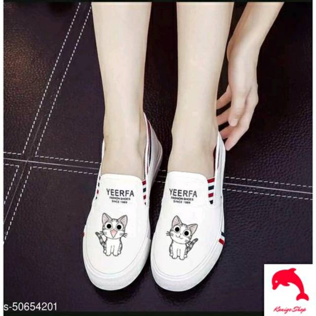 HD- SEPATU WANITA SLIP ON MEOW CAT printing