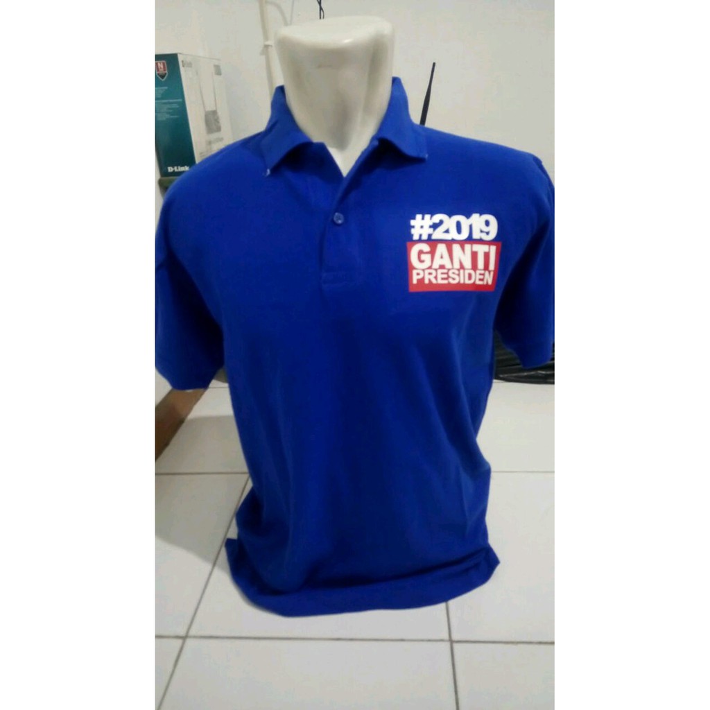 KAOS POLO KERAH GANTI PRESIDEN 2019 BIRU BCA Berkualitas