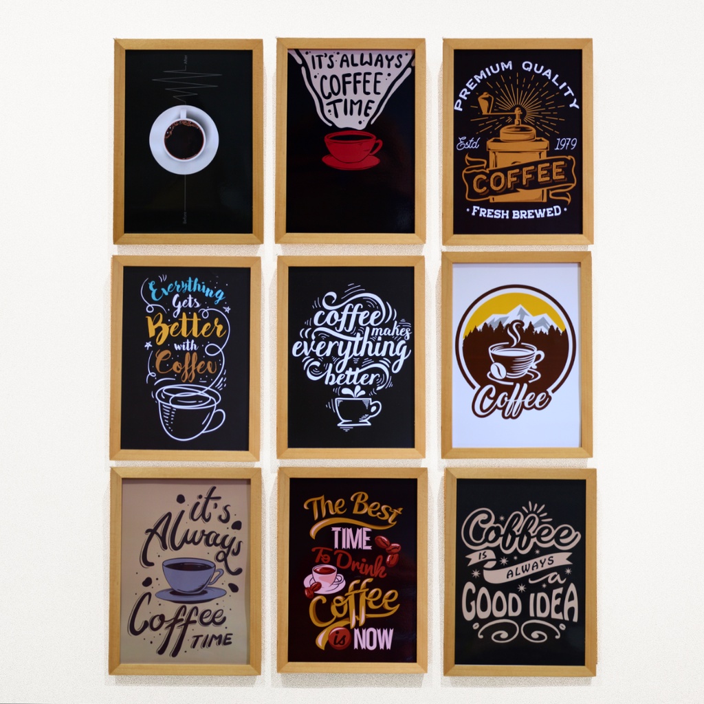 Hiasan Dinding Pigura Kayu Poster Kopi