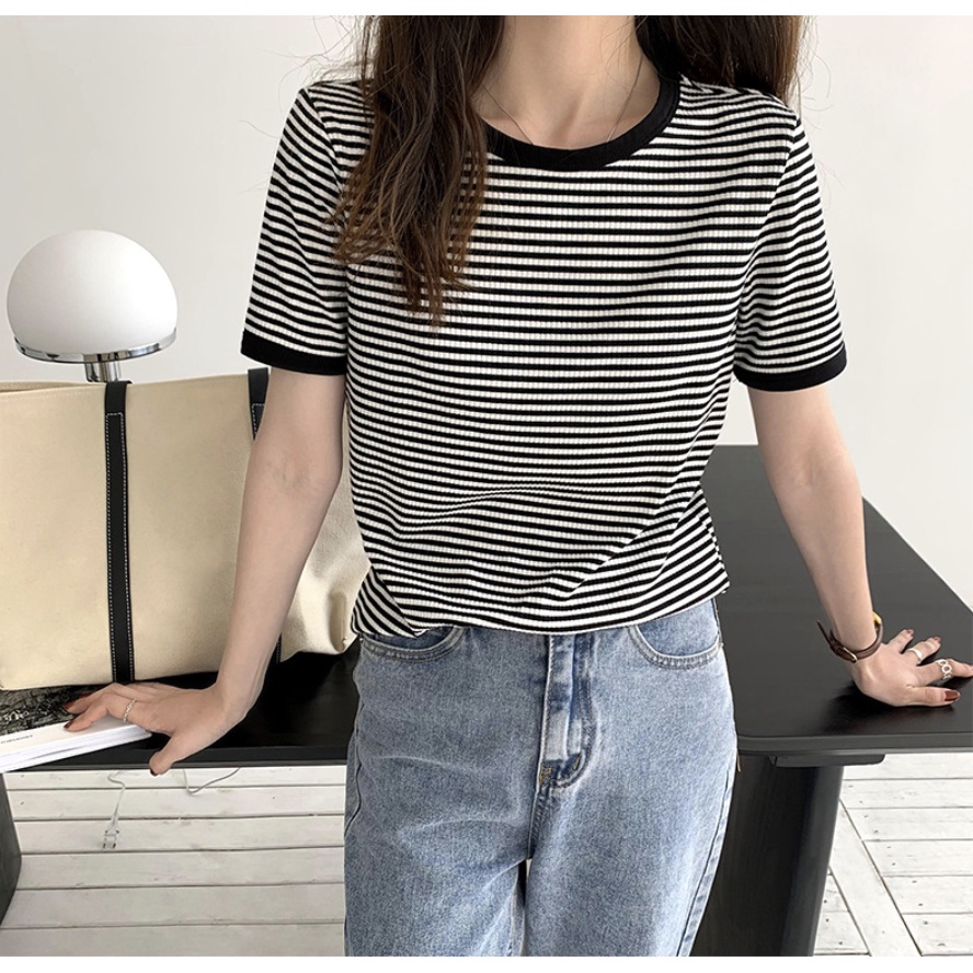 GirlWish Fashion Korean Oversize Loose Round Neck Woman T-Shirt Atasan Kaos Oversize Wanita 6106