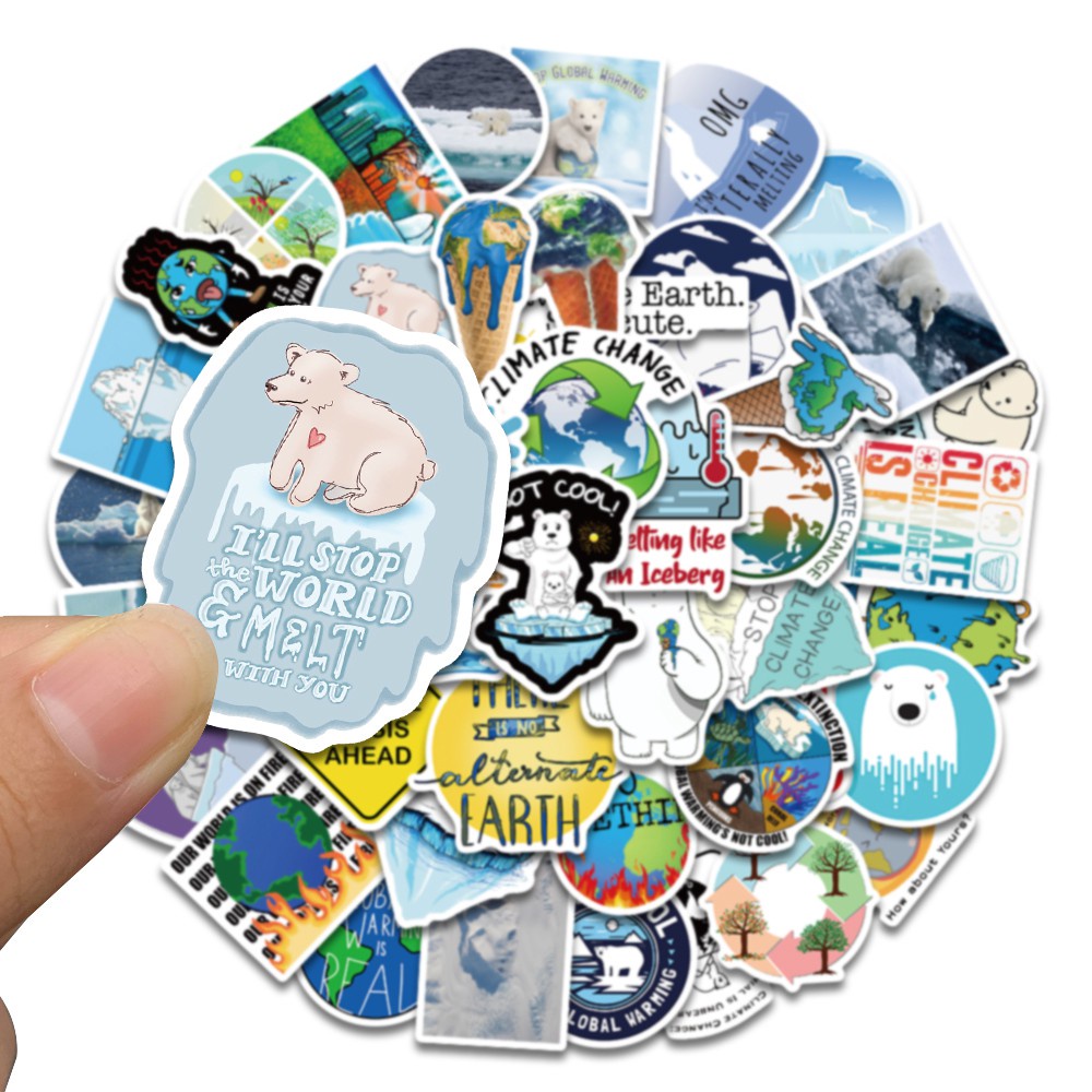 50pcs Climate Change Stickers Waterproof Stickers For Wall Fridge Travel Suitcase Bike Sliding Plate Car Sticker