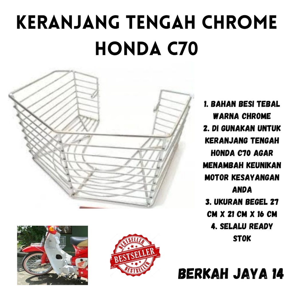 KERANJANG SAYUR TENGAH HONDA C70 WARNA CHROME HARGA MURAH BERKUALITAS BAHAN BESI TEBAL