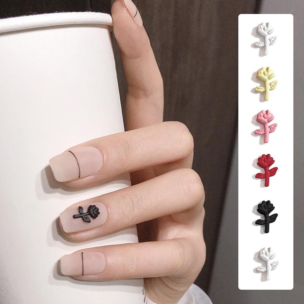 AUGUSTINA Perhiasan Kuku Bunga Mawar Agustina Kecil Segar Menarik Elegan Pesona DIY Nail Art