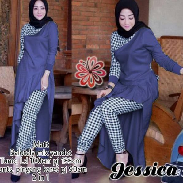 New Arrival  SET BELLALUNA KOTAK / SET BELLA JEANETE / SET JESSICA/ TUNIK WOLLYCREPE + CELANA KOTAKK