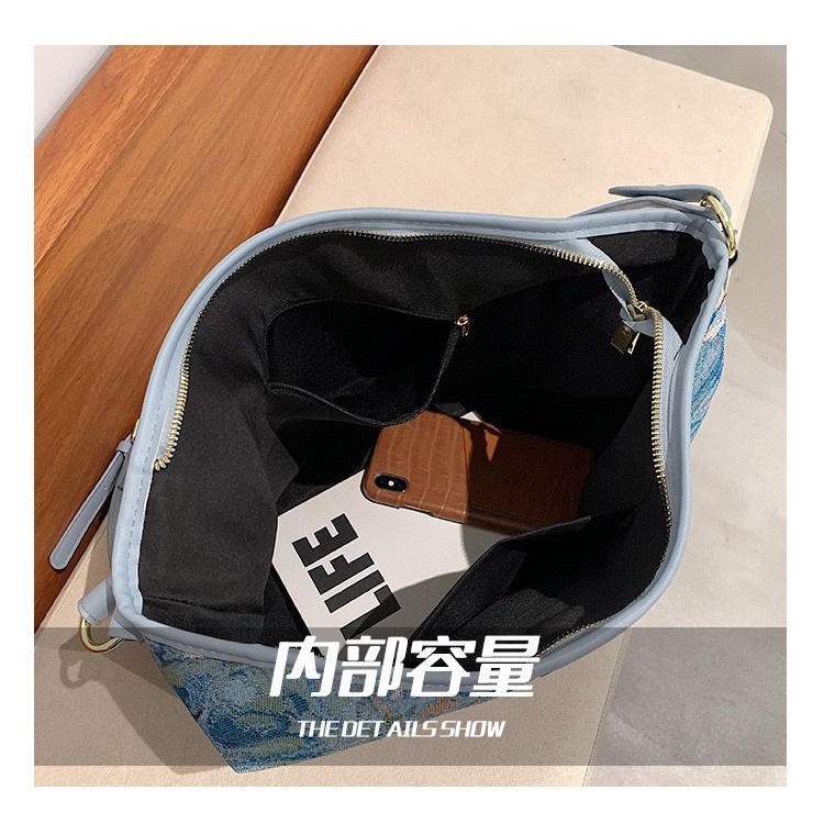 BJ15715 - BLUE/BROWN - TAS TOTE BAG WANITA FASHION IMPORT MODIS ELEGAN TERMURAH TERLARIS TERBARU BAGSTORE JAKARTA TAS BATAM EL5715 CR7809
