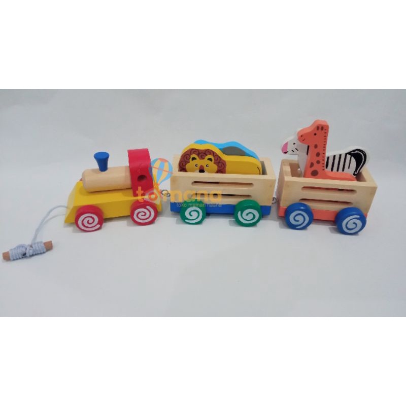 KERETA KAYU BINATANG / KERETA KAYU HEWAN / LOKOMOTIF KAYU BINATANG /LOKOMOTIF KAYU HEWAN / TRAIN TOY
