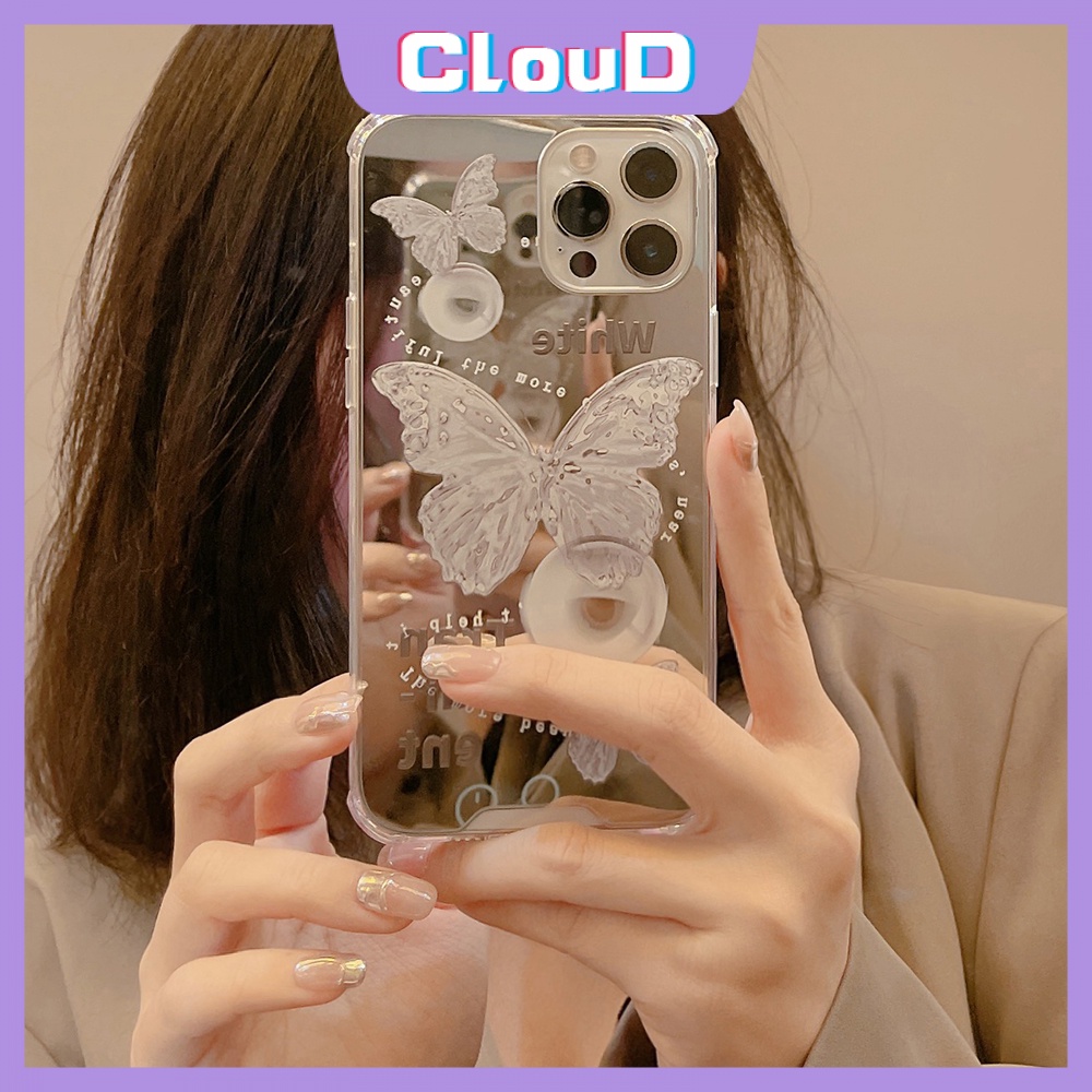 Soft Case Tpu Motif Kupu-Kupu Putih Untuk iPhone 11 XR 7Plus 8Plus X XS Max 12 13 11 Pro Max 7 8 SE 2020