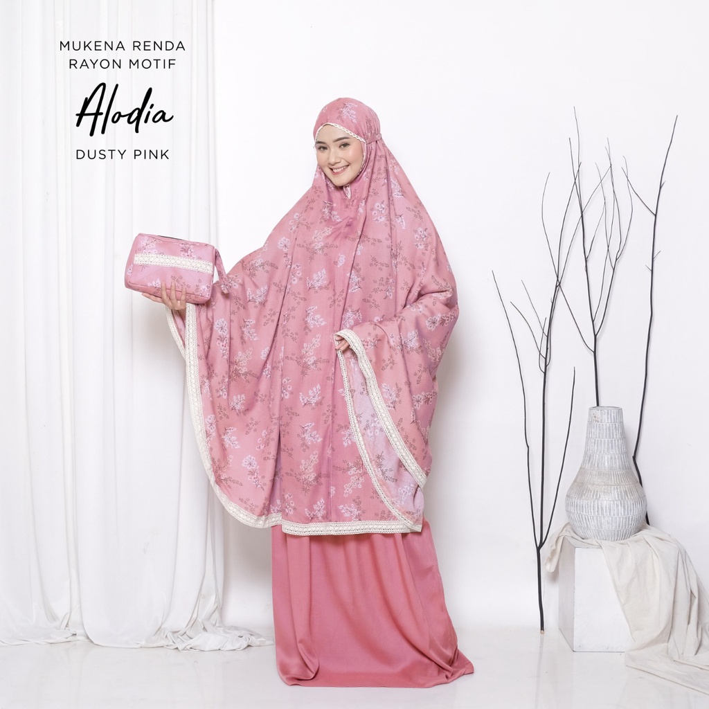 MUKENA BALI TASIK - MUKENA RENDA RAYON DEWASA MOTIF ALODIA