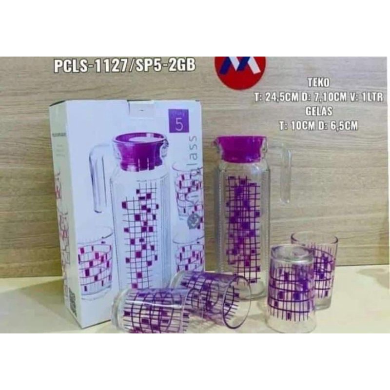 Kimglass teko set paris 5in11set isi 1 teko + 4 gelasBahan beling tebal, anteb