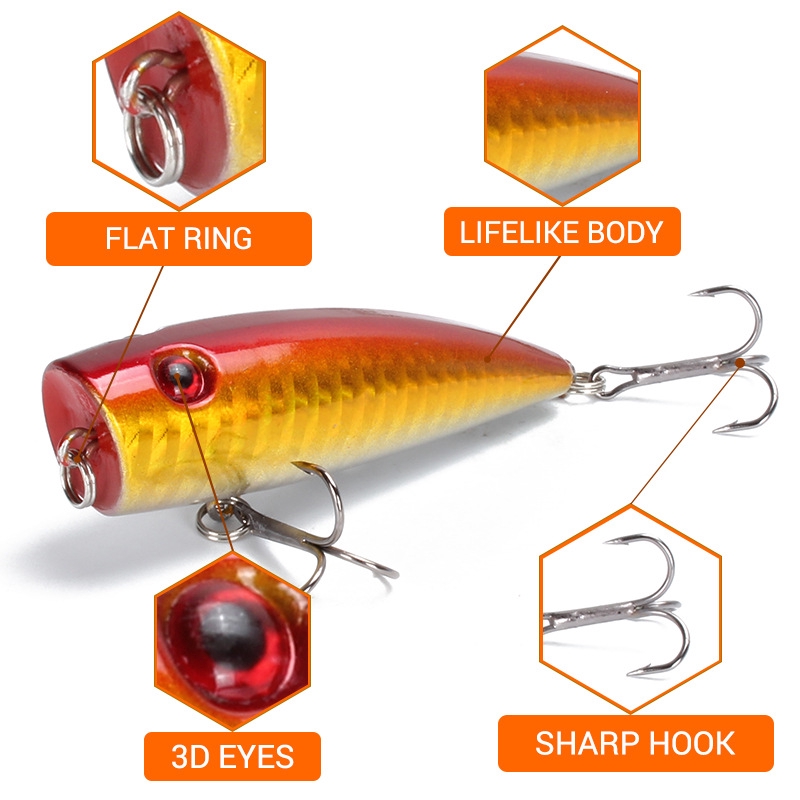 Shengyao 1Pcs New Popper Umpan Pancing Classical Floating Fishing Lure 7cm/9.3g Swimbait Bass Wobbler Kail Bait Memancing Tackle