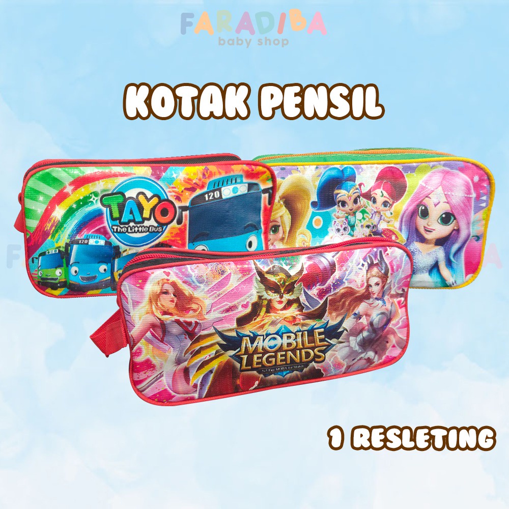 

Kotak Pensil 1 Resleting Tempat Alat Tulis Kantor Anak Sekolah simple praktis resleting waterproof motif lucu