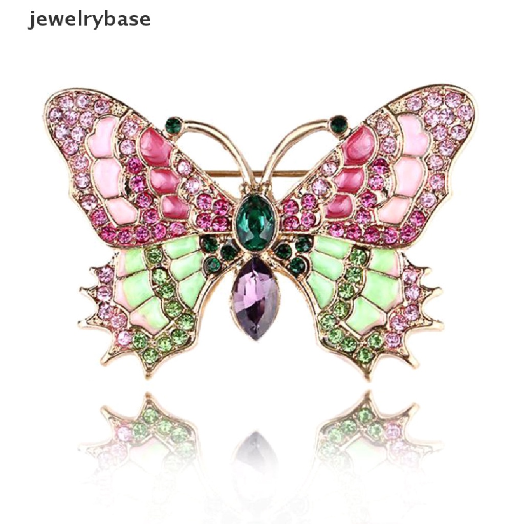 Bros Bentuk Kupu-Kupu Aksen Kristal Berlian Imitasi Warna-Warni Gaya Retro Untuk Hadiah
