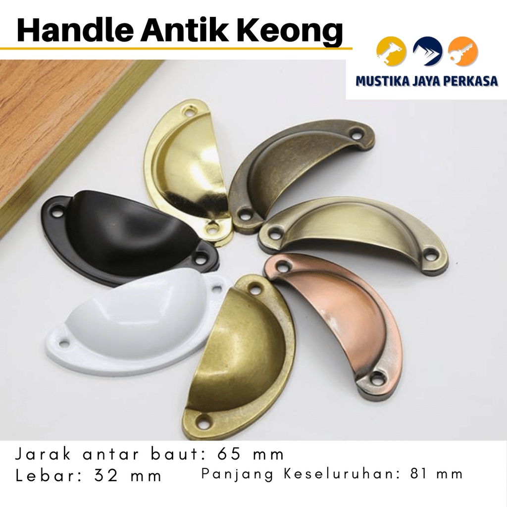 Handle Laci Antik Model Keong Tarikan Lemari Unik Coak Kerang Hitam