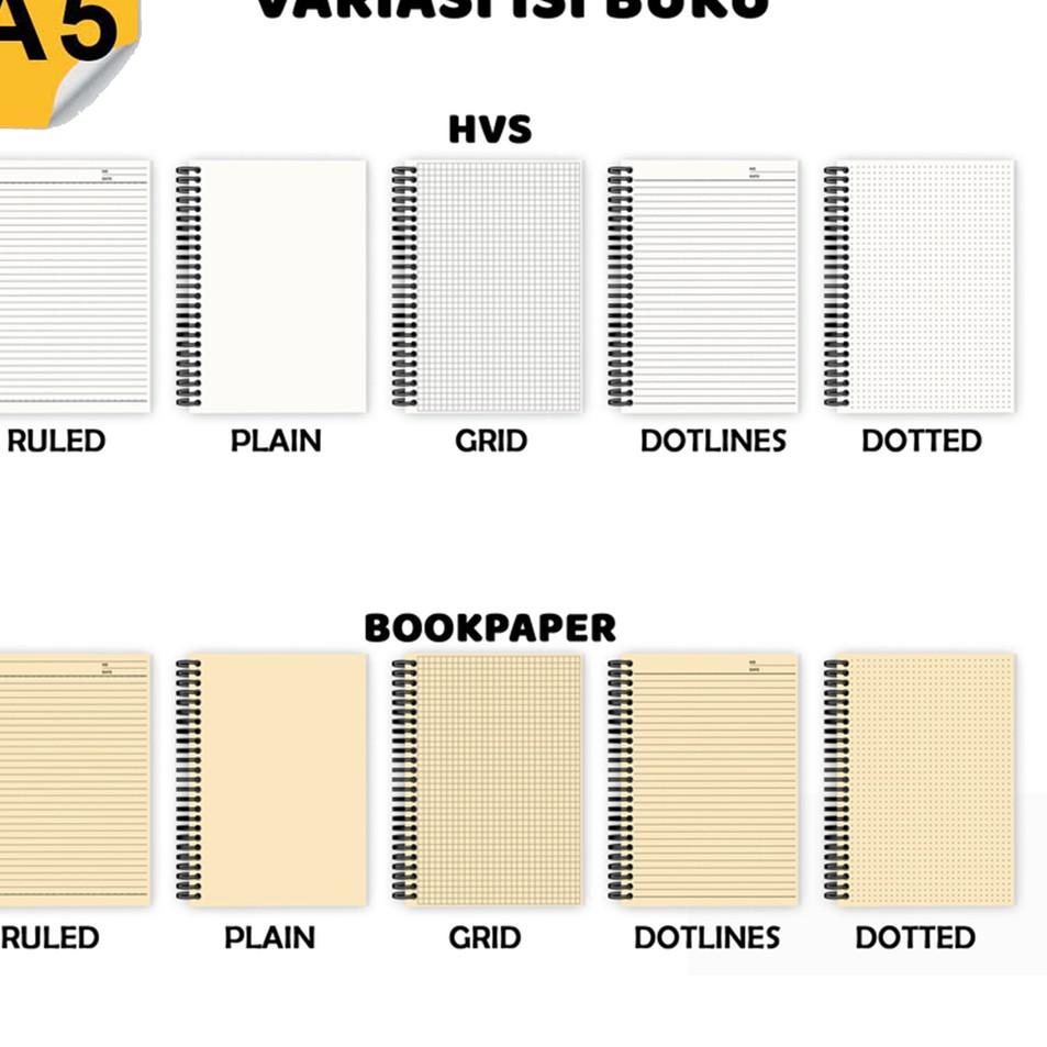 

[TO389] Notebook Coklat Tebal A5/Buku Catatan Polos/Spiral Kawat/Kertas Lines Grid Dotted Plain/Note Book 718OTTY