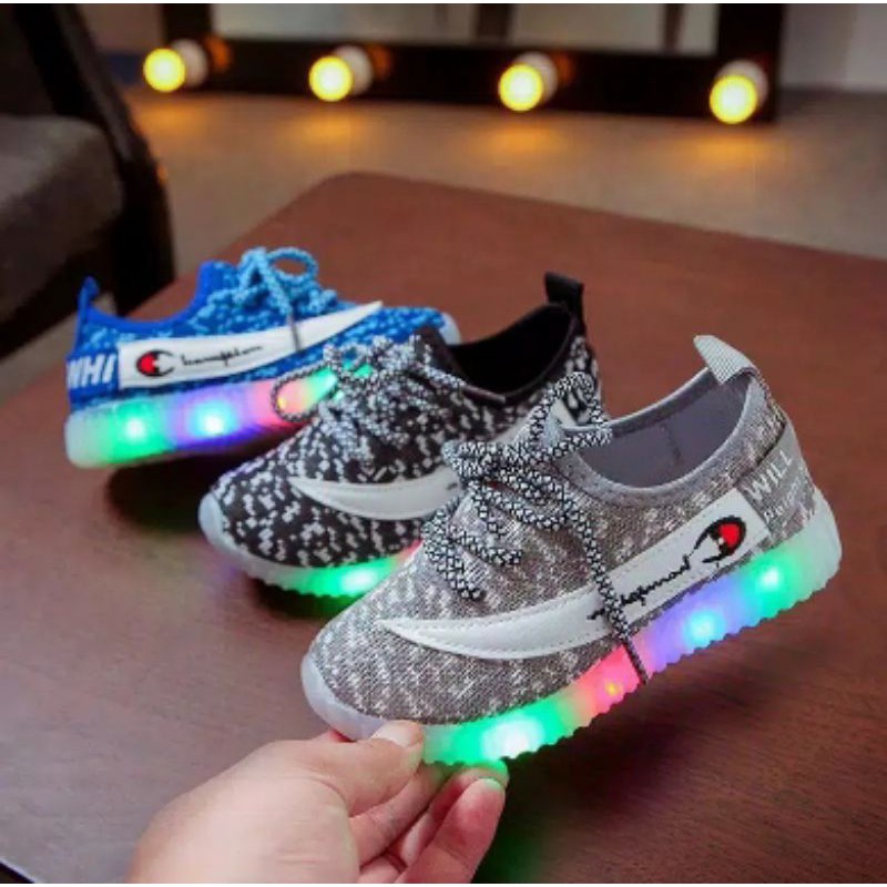 Sepatu Anak Laki-laki CHAMPION  Lampu LED Size 21-30 Usia 1-4 Tahun