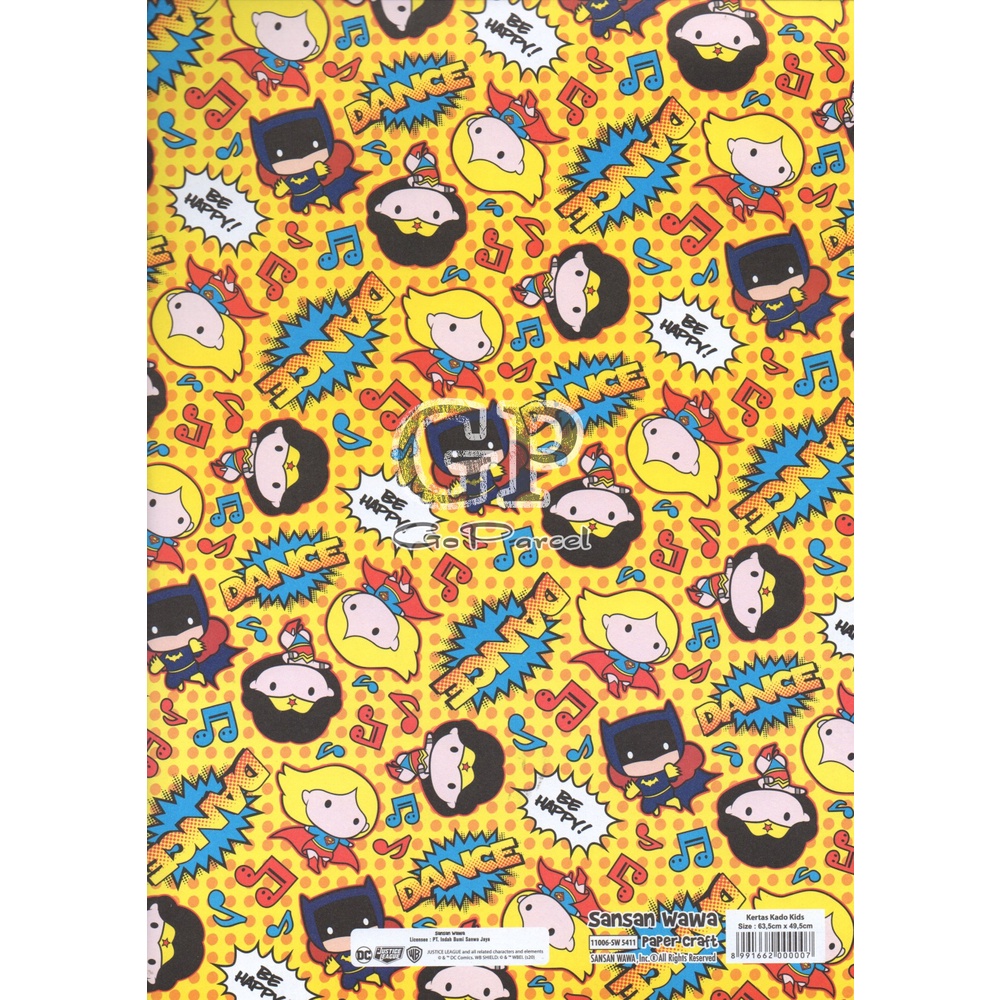 ( 5 Lembar ) MARVEL SANWA - GIFT WRAP PAPER SANSAN WAWA SUPERHEROES DC COMIC CARTOON BATMAN / SUPERMAN / WONDER WOMAN / FLASH