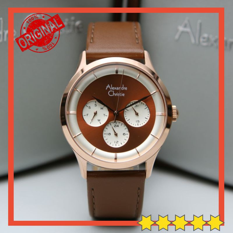 DISKON JAM TANGAN ALEXANDRE CHRISTIE AC 2868 ROSEGOLD BROWN WANITA CEWEK  ORIGINAL