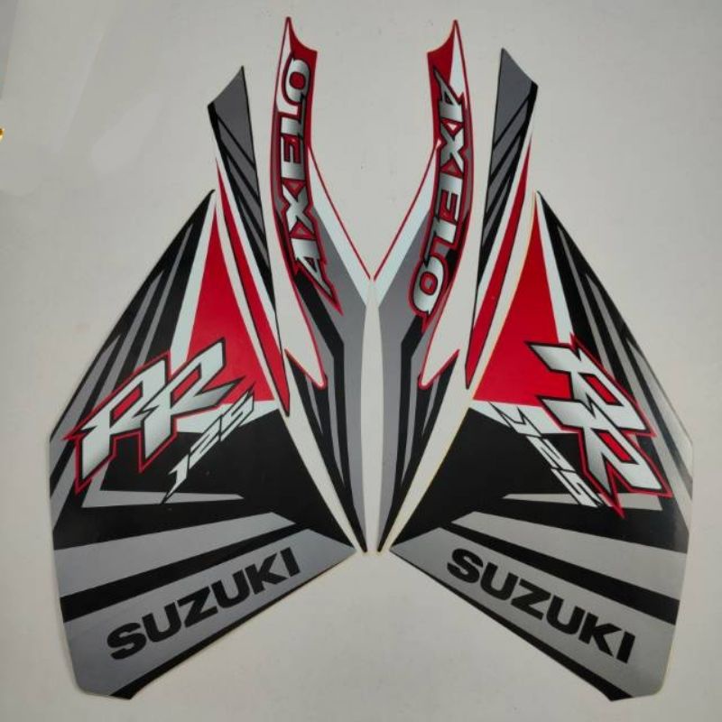 Striping Suzuki Axelo s 125 rr 2016 hitam merah body standar ori