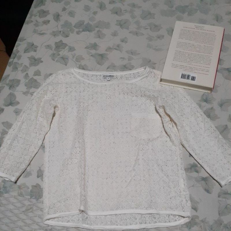 Preloved Baju Atasan Blus / Blouse Colorbox Putih Brukat / Brokat.