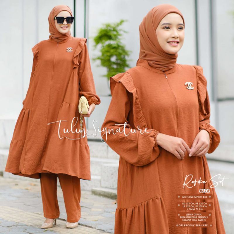 RAFIKA SET BY TULUS SIGNATURE / ONE SET WANITA MUSLIMAH / Setelan baju wanita airflow import