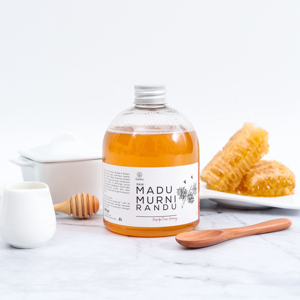 Madu Murni Randu 650 gr Galleo Grade A 100 % Raw Honey [ Free Sendok Kayu ]