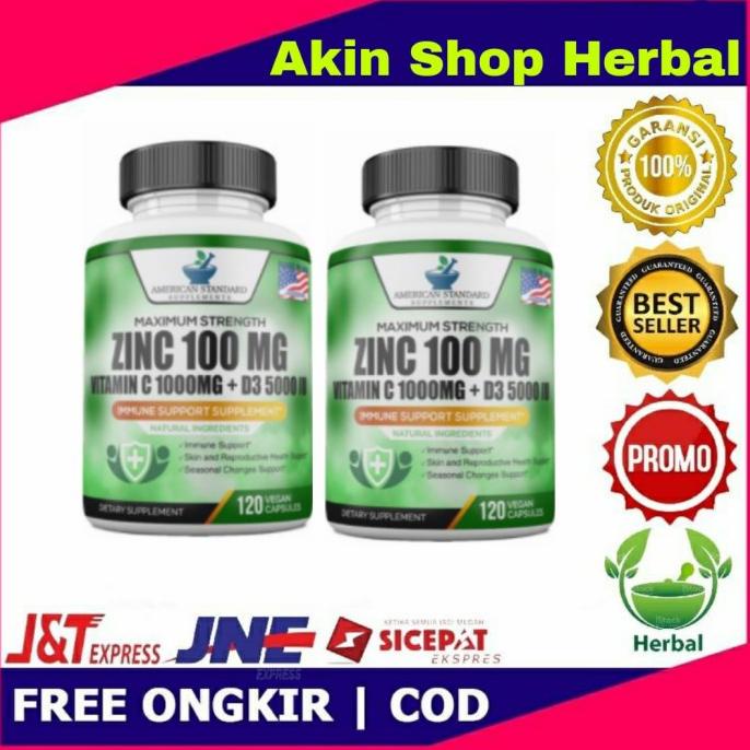 Zinc 100mg, Vitamin C 1000mg, Vitamin D 5000 IU [3 in 1] - 120 Kapsul