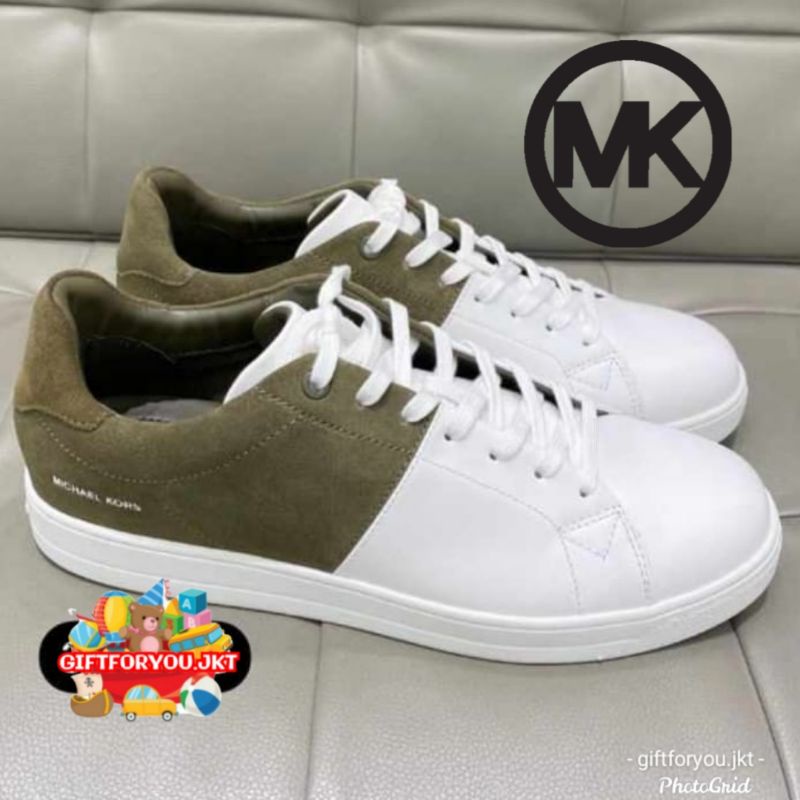 Michael Kors Man Caspian Two-Tone Leather Suede Sneaker Sepatu Pria Cowok Men Branded Premium Collec