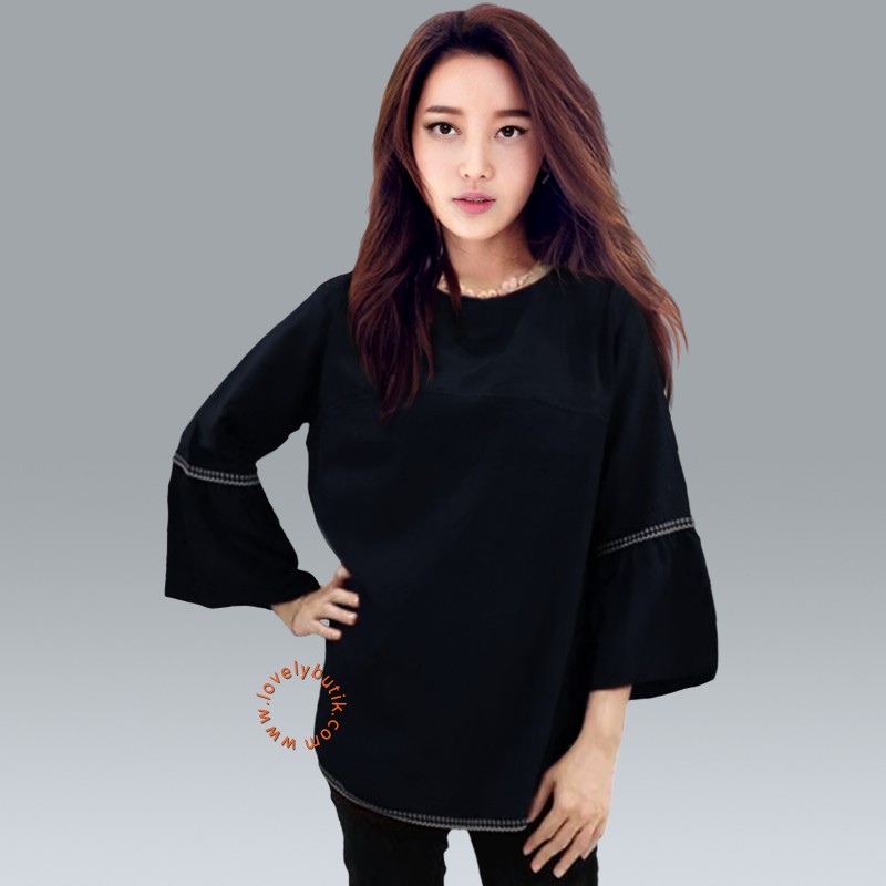 Renda Blouse Blus Atasan Tunik Wanita Lengan Panjang  Murah - Lovelybutik