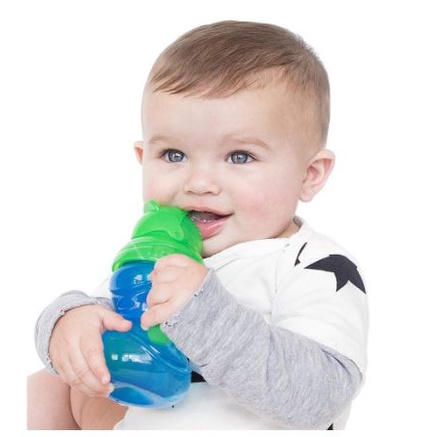 NUBY Kids Twin Handle Flipit With Straw 300ml - Botol Minum Anak dengan Sedotan Anti Tumpah - BPA FREE