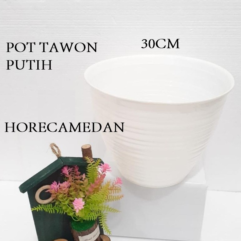 Pot bunga tawon / Pot Plastik tawon / Pot Tawon Putih uk besar 30cm