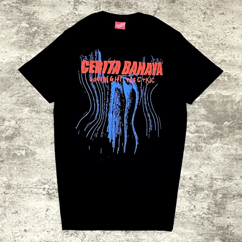 noov music merch Goodnight Electric - Cerita Bahaya Tshirt - Black Kaos Pria