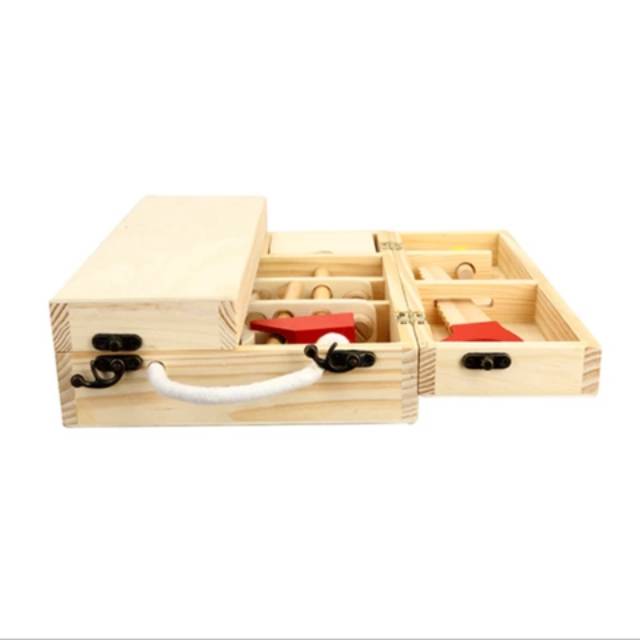 Mainan edukasi Montessori Carpenter Wooden toys Tool Box Perkakas Tukang Kayu